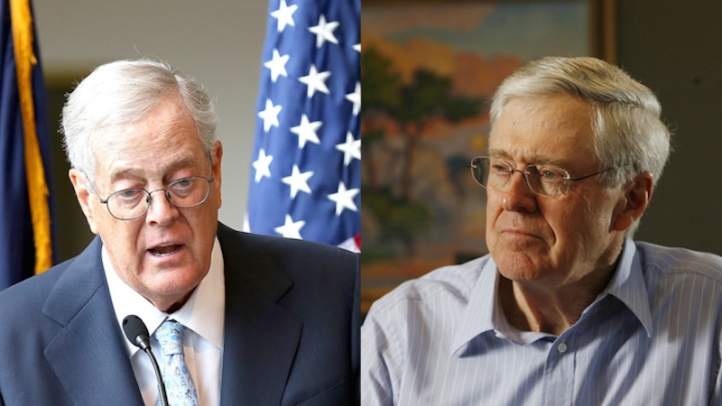 David and Charles Koch. Photo: Paul Zimmerman/WireImage; Bo Rader/Wichita Eagle/MCT via Getty Images