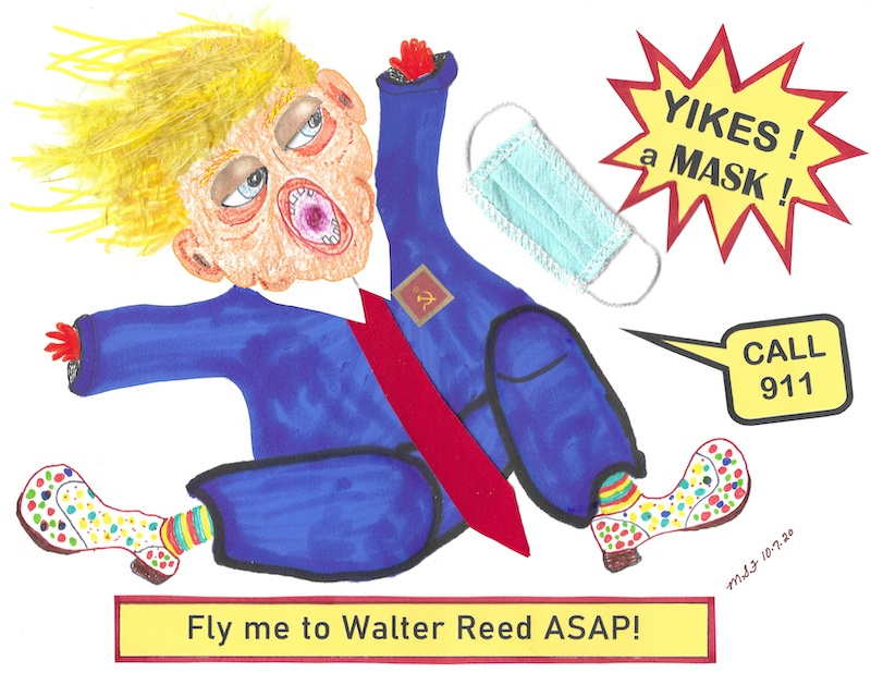 Yikes! A Mask. Political commentary by Monica Farrington