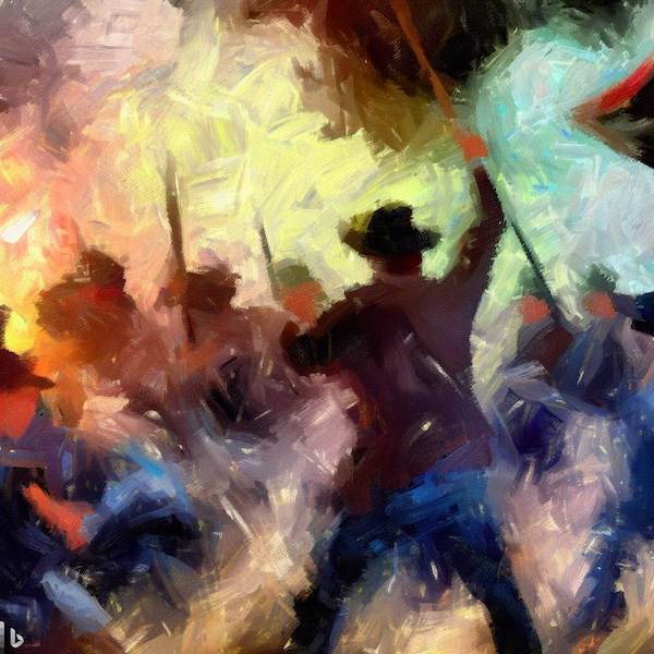 "image of class war impressionistic style," by Bing