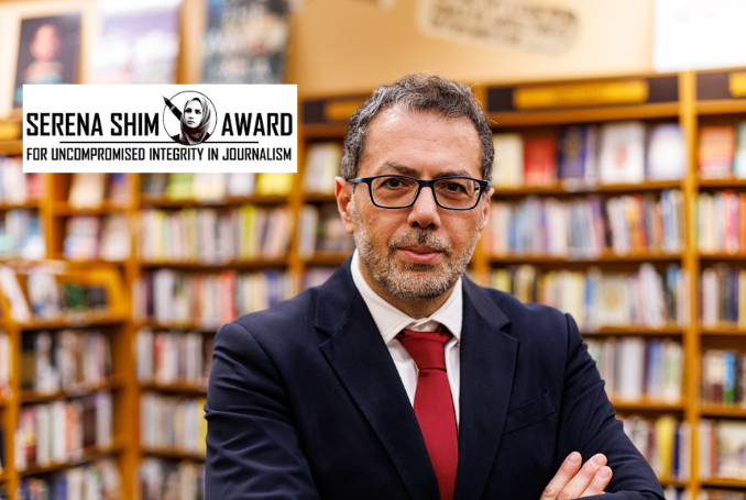 The Palestine Chronicle's Editor-in-Chief, Dr. Ramzy Baroud, has been awarded the Serena Shim Award for Uncompromised Integrity in Journalism. (Photo: Supplied)